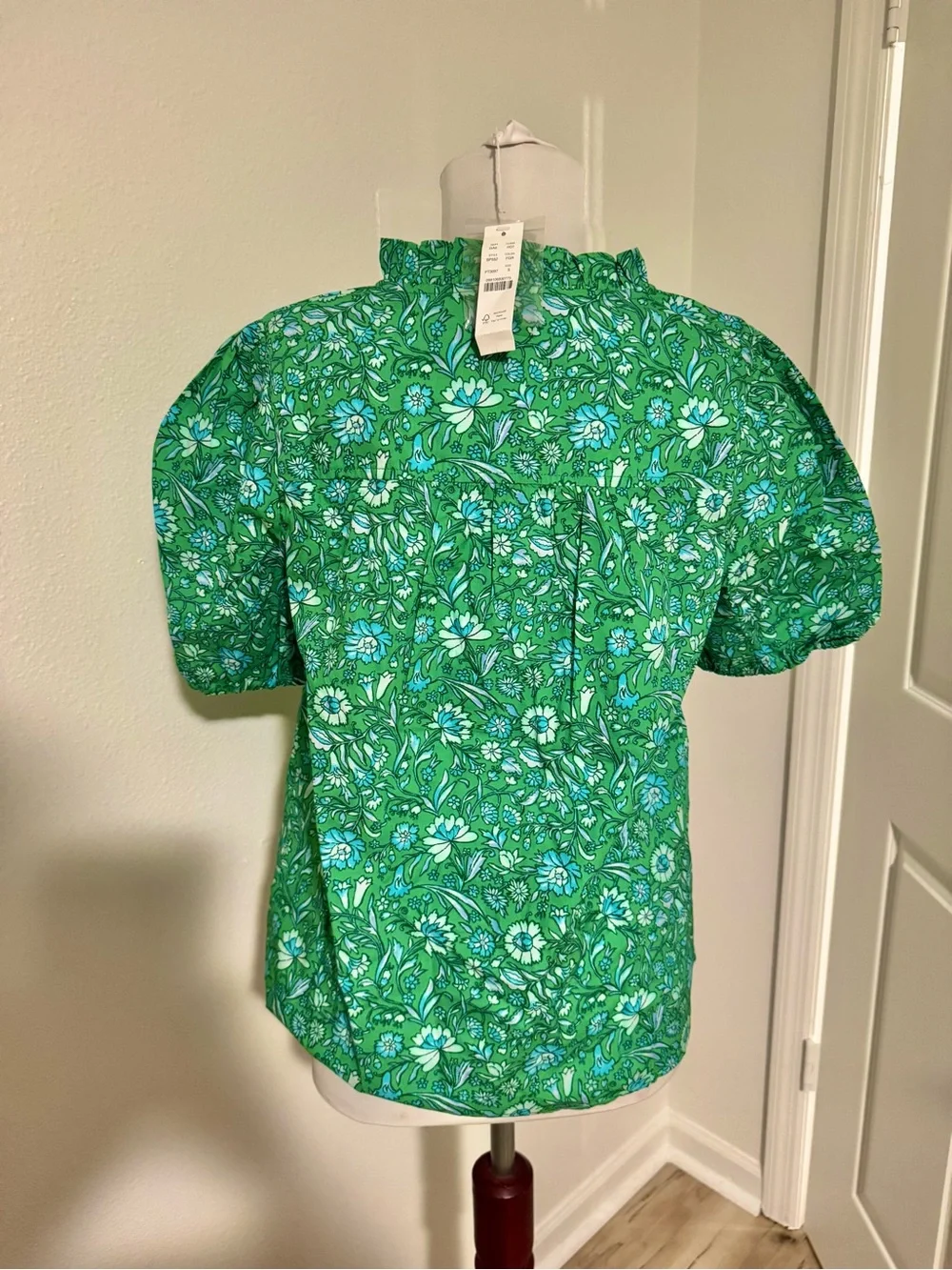 J.Crew Ruffle-Trim Short-Sleeve Top in Marigold Blooms – Size Small – NWT